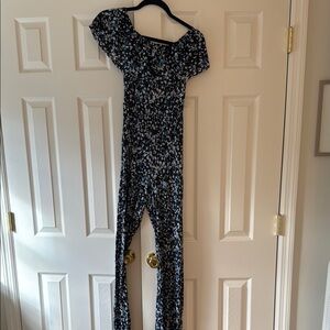 Stylish Off-Shoulder Jumpsuit in Black and White